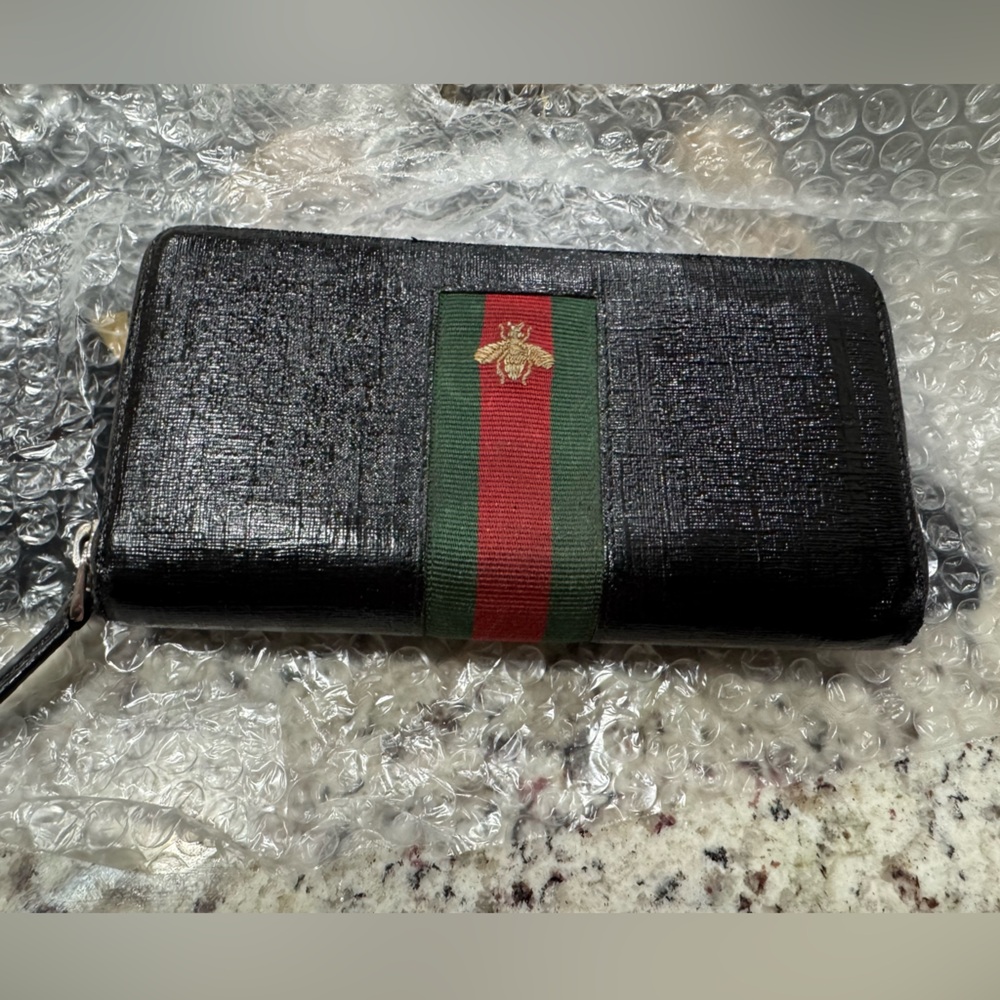 Gucci Black Green Wallet vintage - Picture 2 of 14